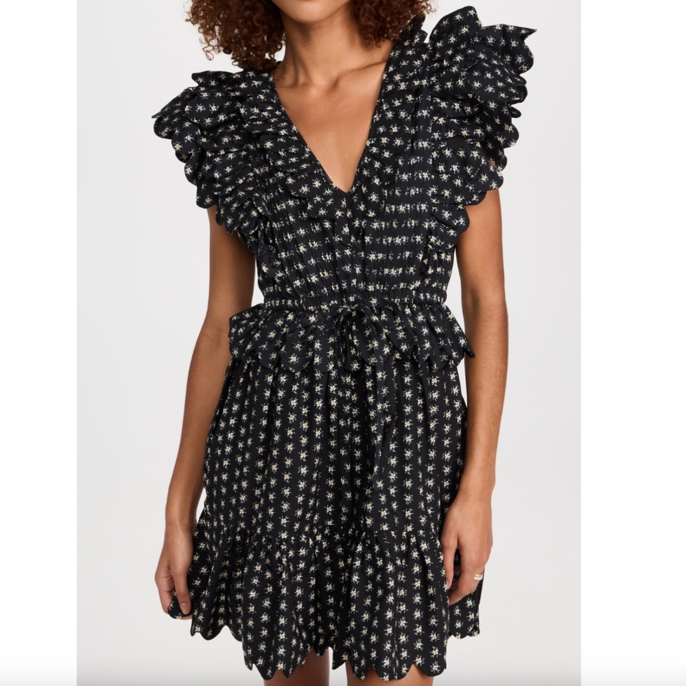 SEA New York Pascala Print Flutter Sleeve Tunic Dress Black floral, Size 0, NWT